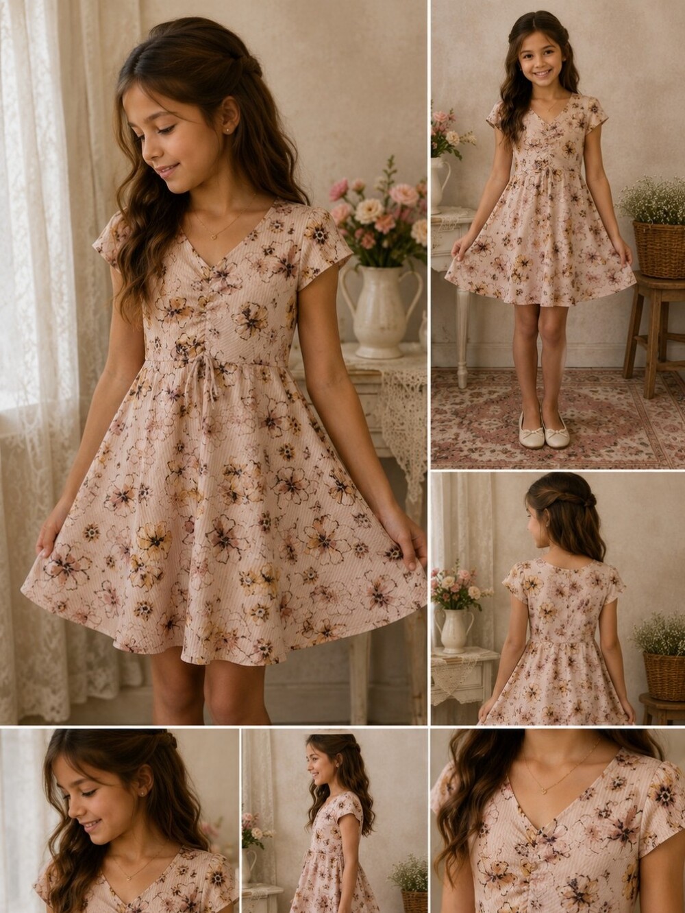 Heart & Arrow Girls Size 8 Floral 27" Long Dress